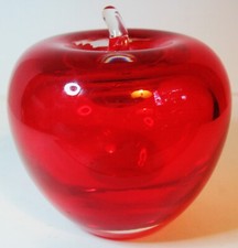 Murano Glass Hand Blown Glass Apple Paperweight MCM picture