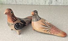 VINTAGE 2 MEXICAN FOLK ART HANDPAINTED BURNISHED BIRD FIGURINES TONALA JALISCO B picture