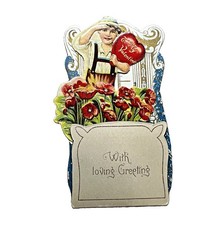 Antique Embossed Valentine Die Cut Pop-up 