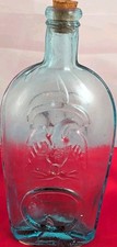 Beautiful Blue ~ Double Eagle 1/2 Pint Civil War Historical Flask Near Mint  picture