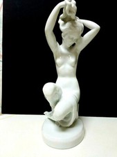 Vintage Herend Porcelain White Figurine Nude Lady Woman combing Hair Large size picture