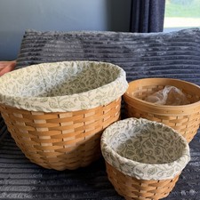  NICE Set of 3 LONGABERGER 16”, 11” & 8.5” Foliage Planter Baskets  picture