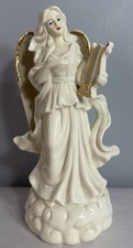 Vintage Porcelain Figurine Angel Playing Harp 8 1/2