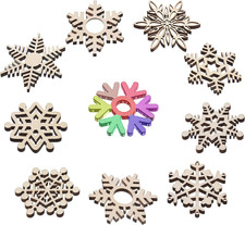 60PCS 3.15IN Wooden Christmas Snowflake Ornaments Bulk with Hole,Unfinished Blan picture