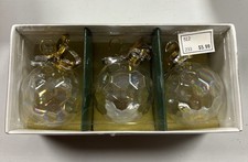 3 Count Fancy Handblown Glass Christmas Ornaments Gold Accents Ribbon Trim 1991 picture