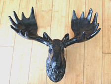 Black Resin Moose Head Wall Mount with Antlers - 12