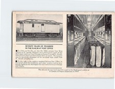 Postcard The Old and New Mail Cars Burlington's Exhibit Century of Progress Expo picture