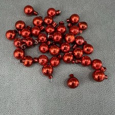 34 Vintage Small Mini Red Mercury Glass Feather Christmas Tree Ornaments 1/2