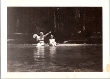 Vintage Snapshot Photograph 1920s-30s Two Women in Water River Lake Swimwear picture