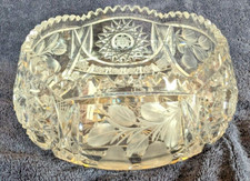 Clear Crystal Bowl. Etched Leaf Pattern picture
