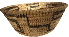Round Woven Basket from Lesotho, South Africa Beige/Black Geometric Pattern 8x3” picture