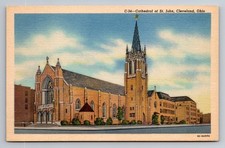 Cathedral of St. John Cleveland Ohio Vintage Unposted Circa 1942 Linen Postcard picture
