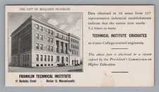 Vtg 1940s Franklin Technical Institute Boston MA Ink Blotter Benjamin Franklin picture