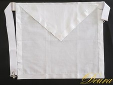 FREEMASON MASONIC MEMBER White Cloth Cotton Apron Elastics Snake Snap 16