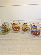 Vintage 1978 Anchor Hocking For Mcdonald's Garfield & Odie Glass Mugs Set 4 picture