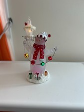 Lighted Frosted Glass Snowman Figurine with Lamp Post & Cardinal picture