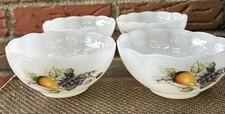 Four Vintage Arcopal France Milk Glass Bowls “Fruits De France” Pattern picture