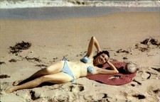 Bathing Beauty on the Beach c1930s-40s Vintage Postcard picture