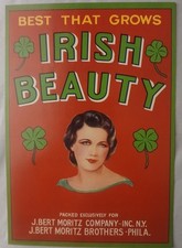 Vintage Irish Beauty Original 1940s Phila. NY Vegetables Crate Label picture