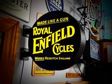 Royal Enfield Motorcycle LED Sign Double Sided 9 Inch 3D Printed Garage Man Cave picture