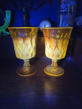 Pair Of Noritake Perspective In Yellow Glass Goblet Cadmium Glow 6.25