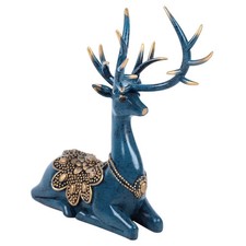Authentic Deer Statue Set Resin Hand Painted Blue | for Royal home and office picture