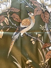 Jonelle 1966 ‘Oriene’ Deep Olive , Green & Ivory Bird Floral Cotton 112cm W X 1M picture