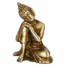 Brass, Resting Buddha Statue Sculpture Idol for Worship & Home Decor picture