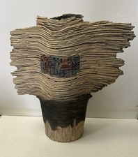 Large 17”x17” Nelfa Querubin Tompkins Vintage Pottery Vessel Rare Brutalist 2000 picture