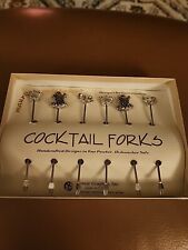 Vintage Maurice Milleur Signed Mardi Gras Cocktail Forks Pewter NIB (6) picture