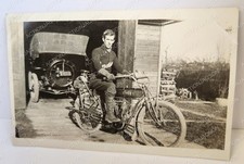 RPPC Early INDIAN MOTORCYLE Bike Man Rider Riding Posing Early 1900's picture