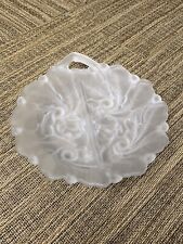 Vtg Indiana Glass Wild Rose White Frosted Clear-7 1/2” Divided Relish Dish Bowl picture