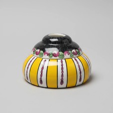 Antique Aladin France Porcelain Inkwell Art Deco Ceramic Encrier Yellow Black S picture