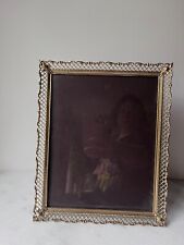 Vintage Ornate Pretty Pressed Pierced Gold Metal Frame 10,5”x9” picture