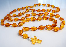 Genuine Honey Amber Prayers Catholic Rosaries Baltic amber 24 in  picture