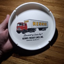 Rare Vintage HENNIS FREIGHT LINES WINSTON SALEM NC Ashtray CAVALIER carolina  picture
