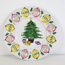 Vintage Christmas Tree Deviled Egg Platter Hand Painted Made In Italy 12