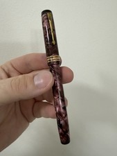 Gorgeous 1950s Conway Stewart 388 Rose Mauve Marble Gold Trim Fountain Pen 14ct picture