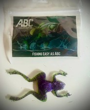 Frog Bass Swimbait – 8 Pack Soft Plastic lures – Green Pumpkin w/ Purple Flake picture