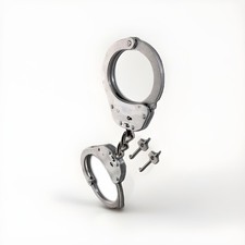 Eastern European Police Handcuffs 2-Link Heavy Duty Stainless Steel Collectible picture