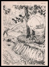 1927 Old Time Hardware Store Keeper Fisherman G K Black Cartoon Vintage Print Ad picture