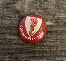 Vtg Community Fund Red And White Shield Vintage Pinback Button picture