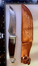 Vintage Robeson Fixed Blade Hunting Knife No 8 USA Original Leather Sheath picture