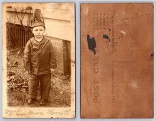 RPPC William Moore Merritt Boy Native American Costume Feathered Hat 1910s picture