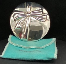 Tiffany & Co Sterling Silver 925 Purse Pocket Hand Mirror Bow w/ pouch picture