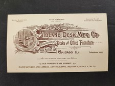 1890s antique MIDLAND DESK MFG CO chicago il BUSINESS CARD furniture picture
