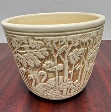 Vintage Weller Pottery Clinton Ivory Swan Jardiniere Planter Antique Art Pottery picture