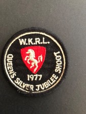 Vintage fabric patch badge WKRL Queen's Silver Jubilee Shoot Kent rifle shooting picture