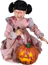 Haunted Hill Farm Lunging Pumpkin Carver Zombie Girl by Tekky, Motion-Activated  picture