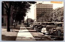 K65/ Waukegan Illinois RPPC Postcard c1940s Hotel Karcher Automobiles  296 picture